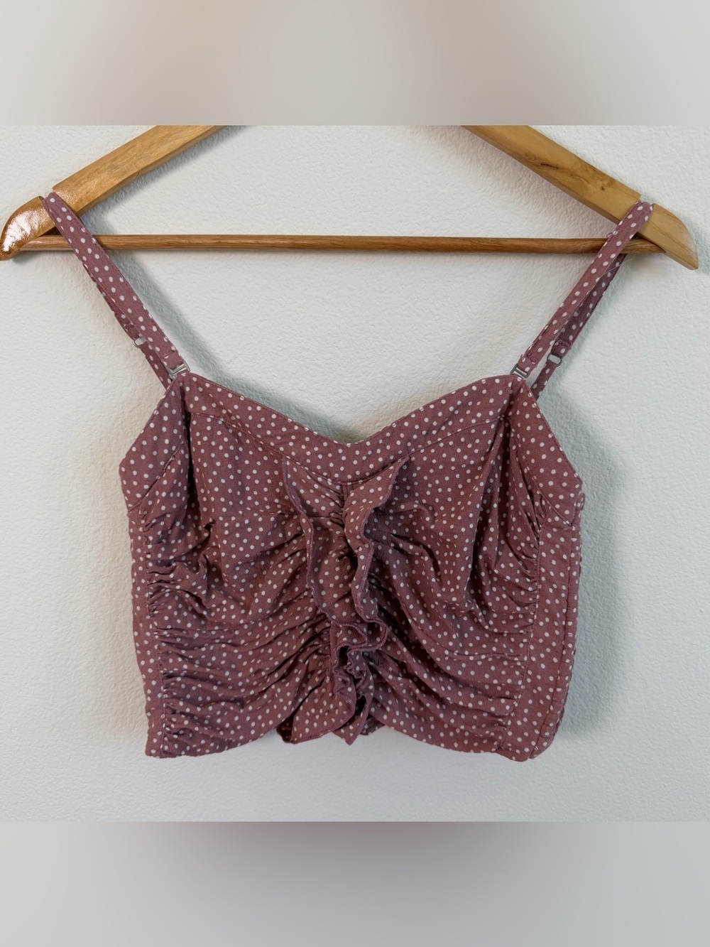 Womens Abercrombie & Fitch Dusty Rose Polka Dot Crop Top Small